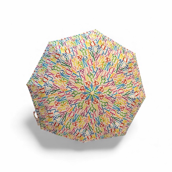 Dooney & Bourke Multi Colored Vintage Umbrella with Leather Handle - Picture 2 of 9